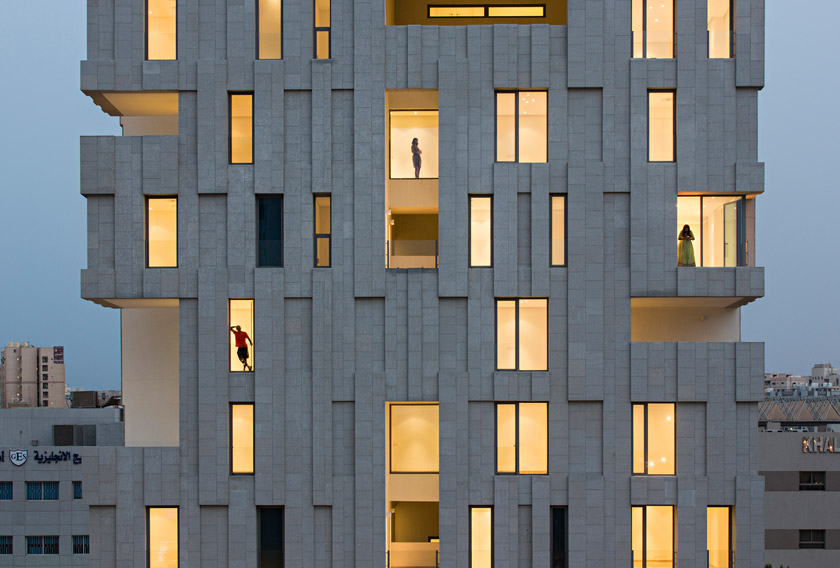 Wind Tower, a contemporary granite facade