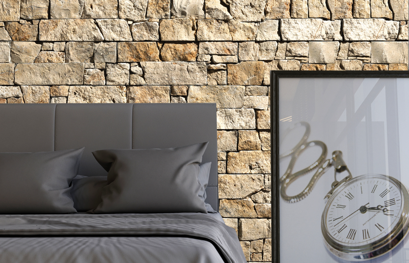 Stonepanel Nilo for a wall cladding in a bedroom