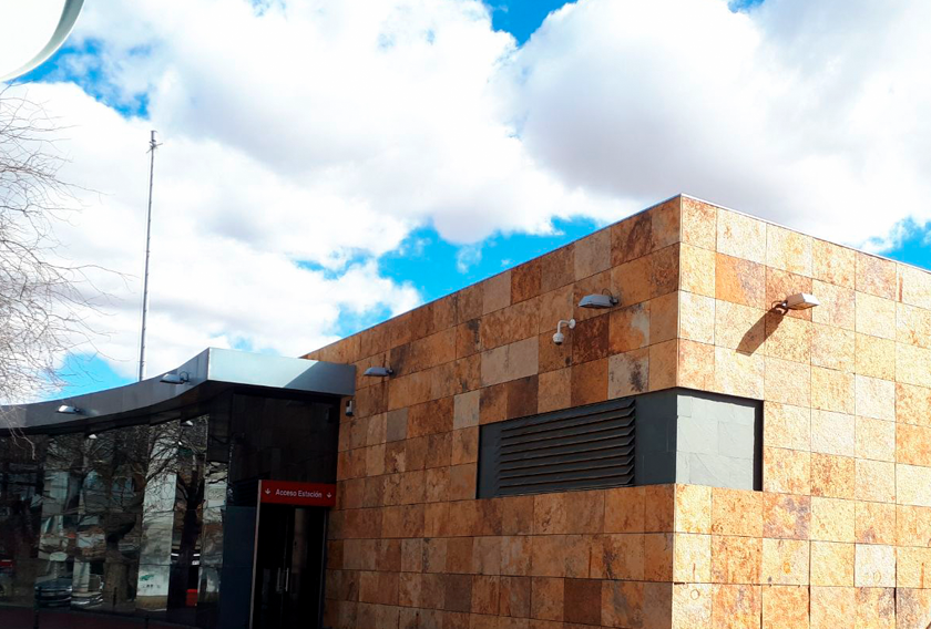 Train station clad in Carioca Bronze Quartzite CUPA STONE