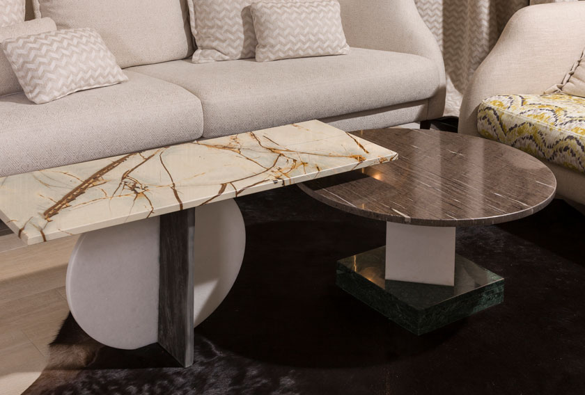 Natural stone coffee tables for a living room
