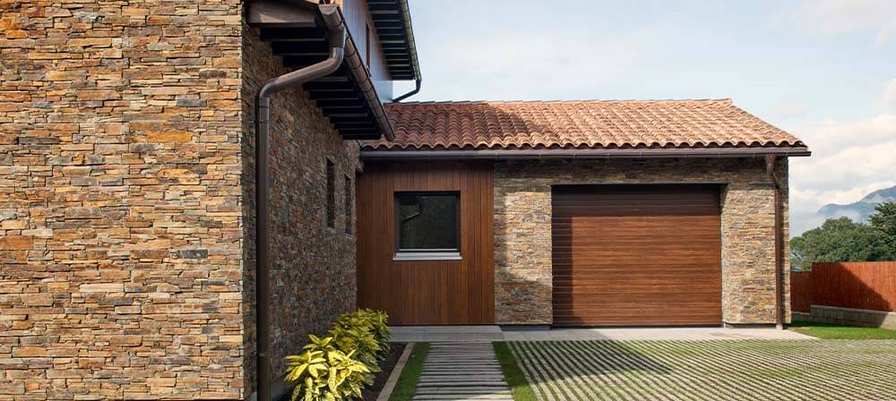 passivhaus home with natural stone façade