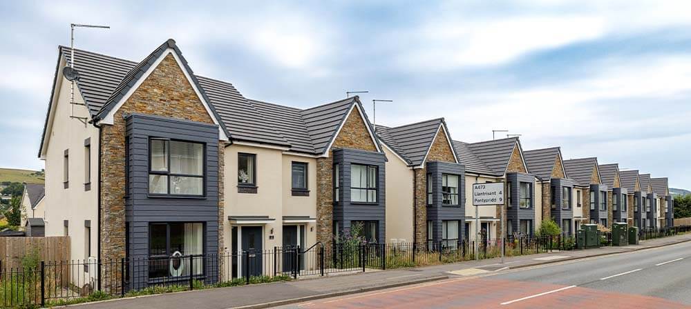 neighbourhood houses with natural stone façades