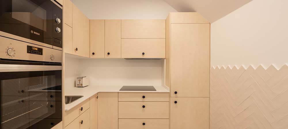 kitchen with white porcelain worktop