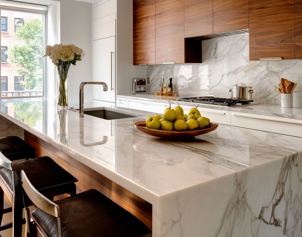 calacatta marble kitchen countertop